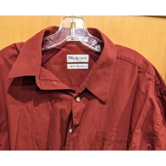 Chereskin Shirt Men’s Sleeved Dark red XL 17.5 32/33 button down dress shirt - Picture 2 of 4